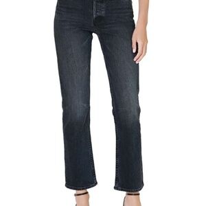 MOTHER Denim Tomcat Ankle On The Fly Faded Black Straight Leg Jeans Size 26